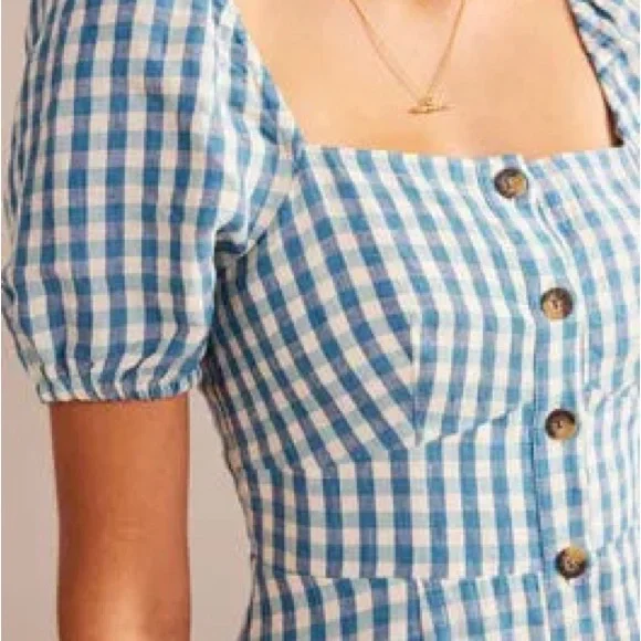 Boden Blue and White A-Line Midi Dress - Picture 2 of 6